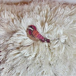 Pink & Gold Sparrow beaded embroidered patch. Hand embroidered sew on appliqué.